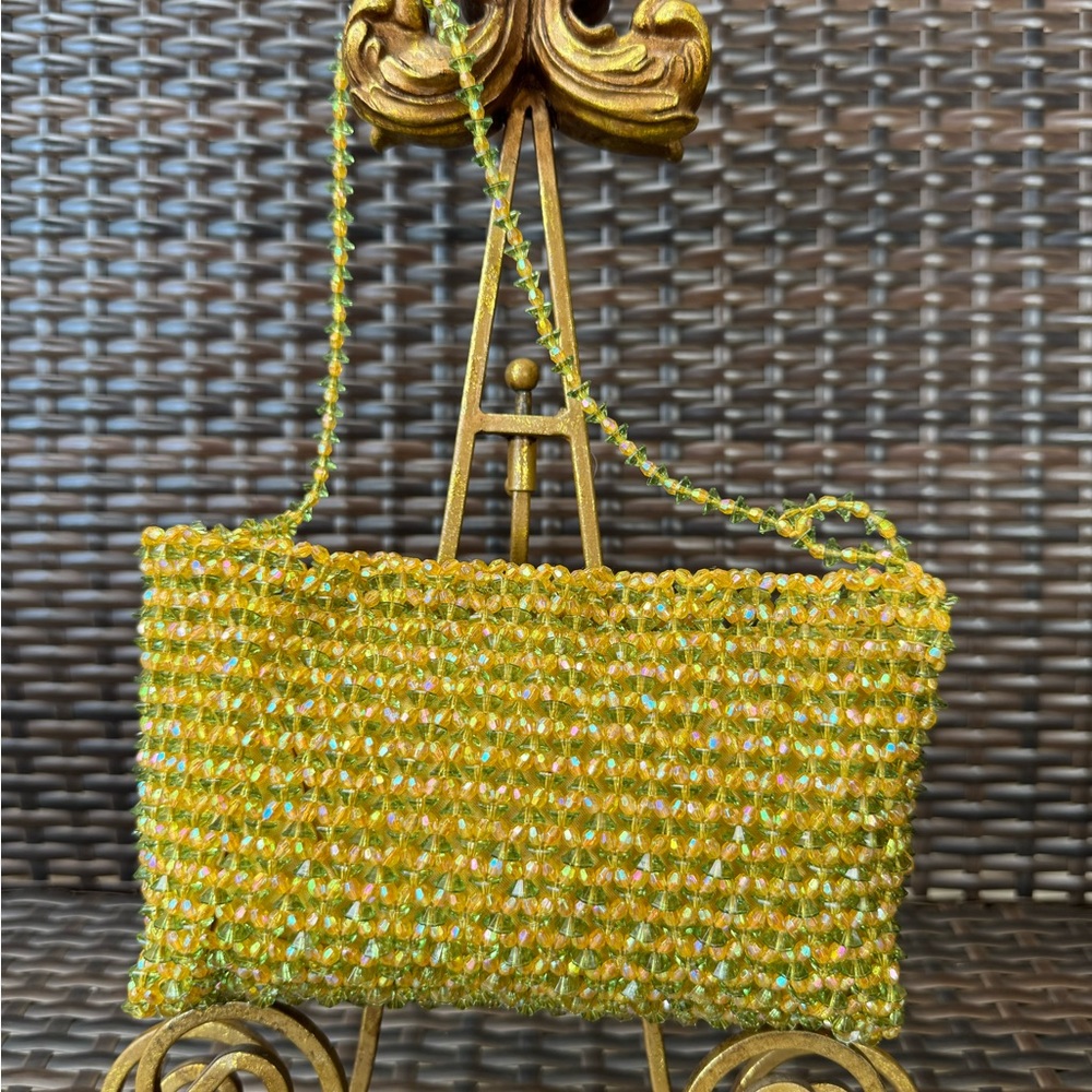 Elegant Beaded Green & yellow Clutch handbag